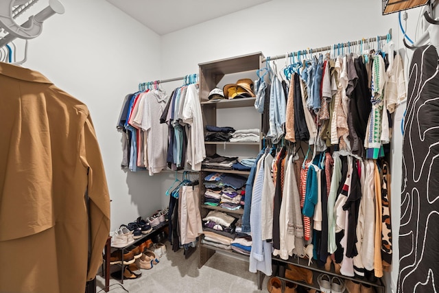 walk in closet with carpet