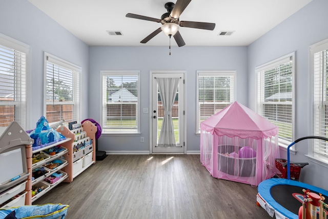8402 Loggers Run, North Charleston, SC 29420 - recreation room featuring wood finished floors, plenty of natural light, ceiling fan, and baseboards
