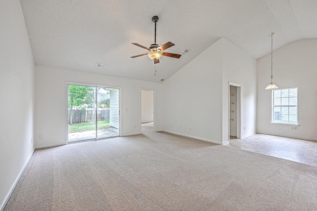 206 Barnwell St, Summerville, SC 29483 - unfurnished room with light carpet, ceiling fan, baseboards, and high vaulted ceiling