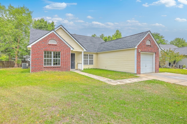 206 Barnwell St, Summerville, SC 29483 - view of front of home featuring concrete driveway, a shingled roof, brick siding, an attached garage, and central AC unit