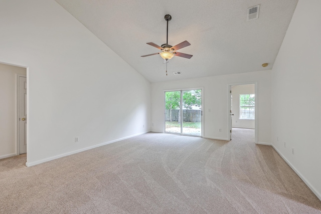 206 Barnwell St, Summerville, SC 29483 - unfurnished room with light carpet, ceiling fan, high vaulted ceiling, and baseboards