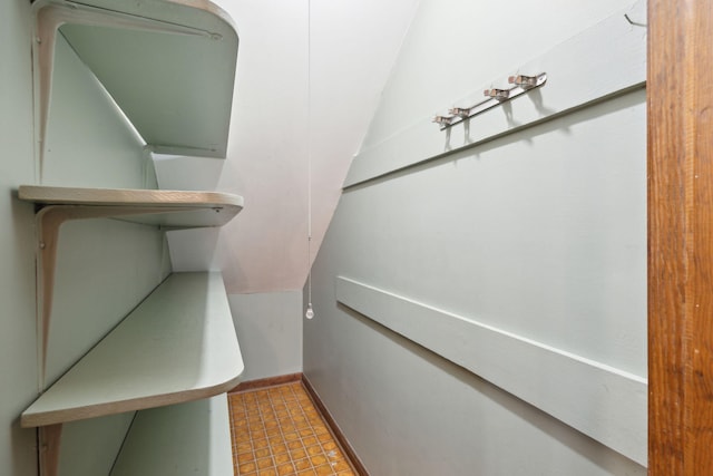 spacious closet with lofted ceiling