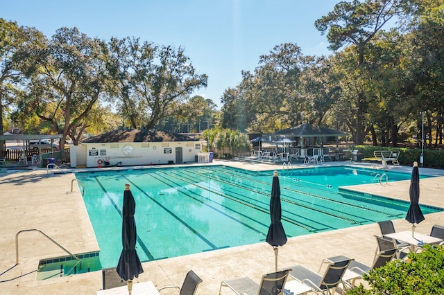 view of pool with a patio area