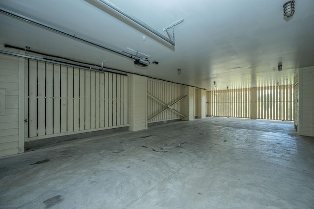 garage with a garage door opener