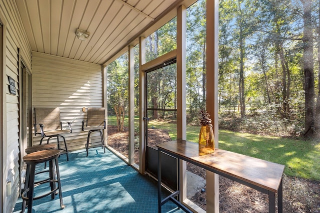 view of unfurnished sunroom