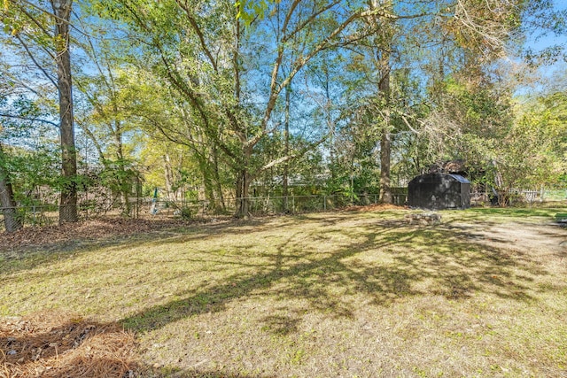 view of yard with a storage unit and an outdoor structure