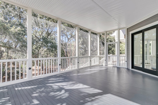 view of unfurnished sunroom