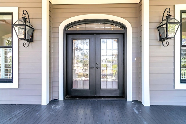 doorway to property with french doors