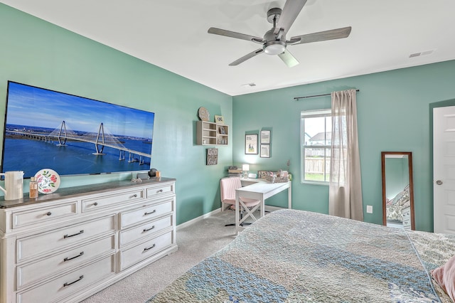 302 Fox Gap Rd, Summerville, SC 29486 - bedroom featuring visible vents, baseboards, ceiling fan, and light colored carpet