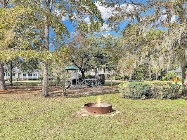 view of yard with a playground