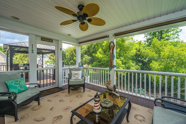 544 Two Mile Run, Johns Island, SC 29455 - sunroom / solarium featuring a ceiling fan and healthy amount of natural light