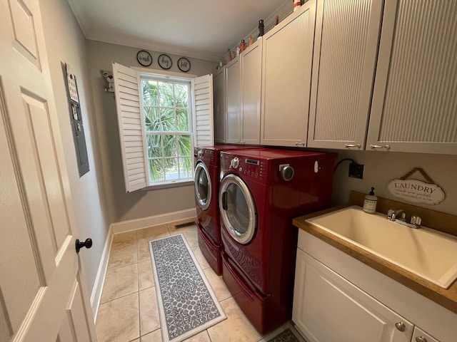 544 Two Mile Run, Johns Island, SC 29455 - washroom with cabinet space, washer and dryer, and light tile patterned flooring