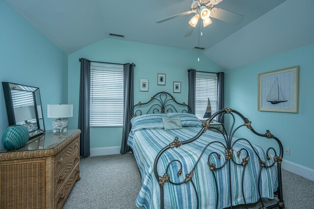 544 Two Mile Run, Johns Island, SC 29455 - bedroom with lofted ceiling, carpet floors, and a ceiling fan