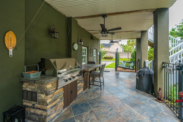544 Two Mile Run, Johns Island, SC 29455 - view of patio featuring exterior kitchen and ceiling fan