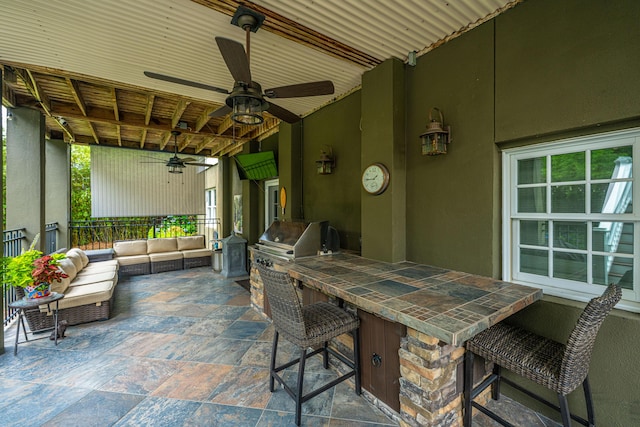 544 Two Mile Run, Johns Island, SC 29455 - view of patio with a ceiling fan, exterior kitchen, and an outdoor living space