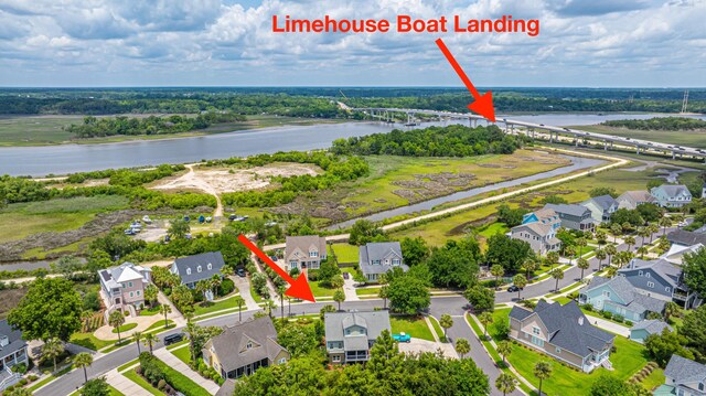 544 Two Mile Run, Johns Island, SC 29455 - aerial perspective of suburban area with a large body of water