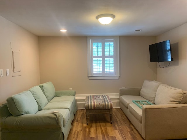 65 Vanderhorst St Unit C, Charleston, SC 29403 - living area featuring wood finished floors, recessed lighting, and baseboards