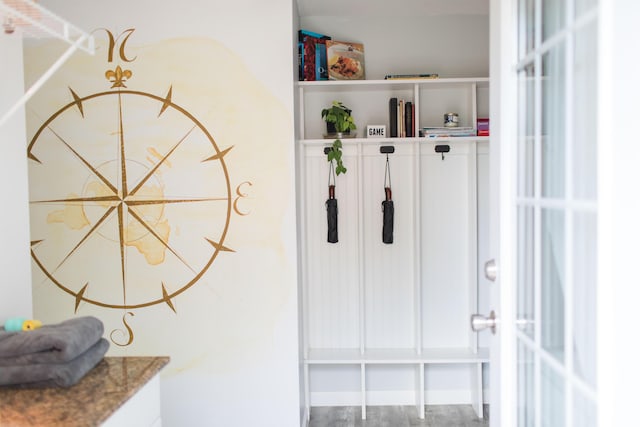 mudroom featuring hardwood / wood-style flooring