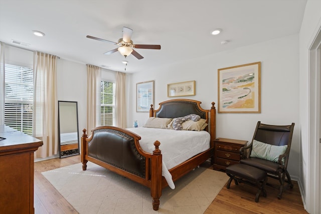 101 Caleb Ct, Ladson, SC 29456 - bedroom with light wood finished floors, ceiling fan, and recessed lighting