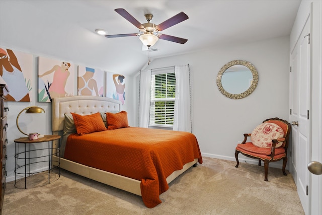 101 Caleb Ct, Ladson, SC 29456 - bedroom with carpet, lofted ceiling, baseboards, and a ceiling fan