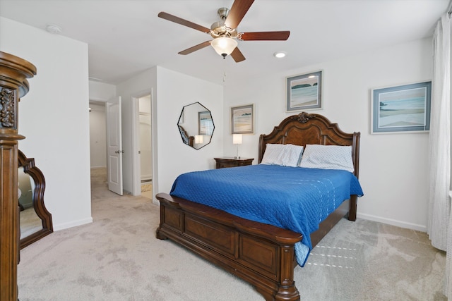 101 Caleb Ct, Ladson, SC 29456 - bedroom featuring light carpet, baseboards, a ceiling fan, and recessed lighting