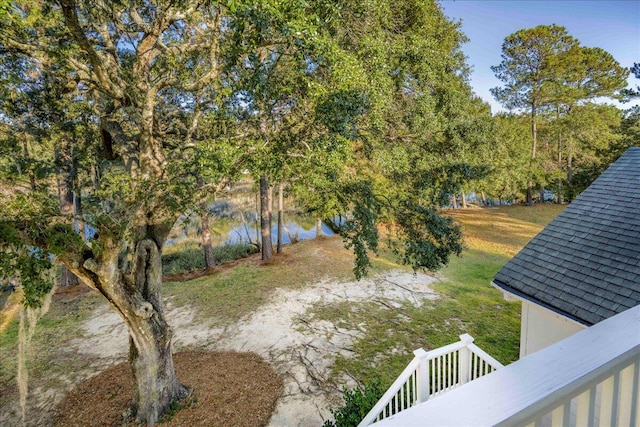 view of yard with a water view