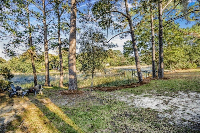 view of yard featuring a water view