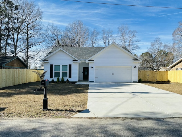 single story home with a garage