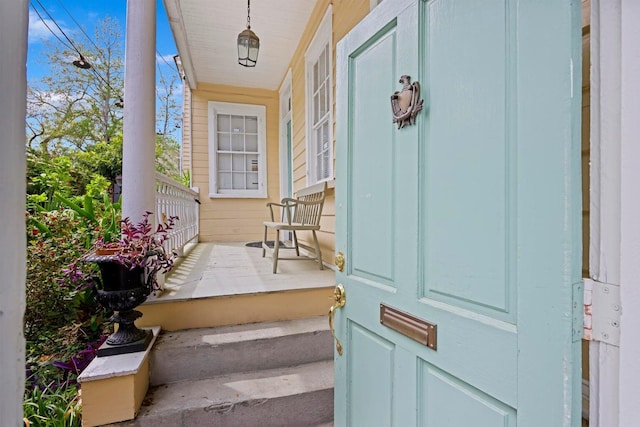 197 Coming St, Charleston, SC 29403 - doorway to property featuring a porch