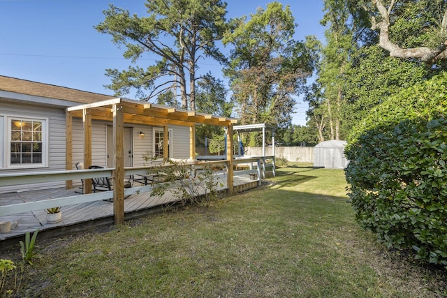 view of yard with a wooden deck