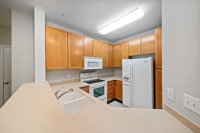 kitchen with white appliances and sink