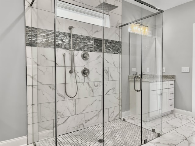 4566 Durant Ave, North Charleston, SC 29405 - full bath featuring a stall shower, marble finish flooring, and baseboards
