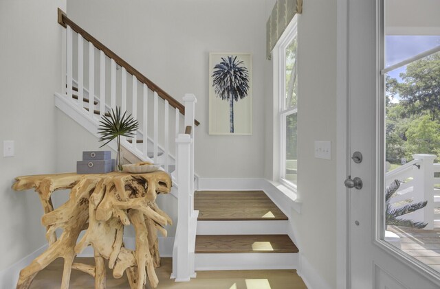 3041 Robeson Trce, Johns Island, SC 29455 - stairway featuring wood finished floors and baseboards