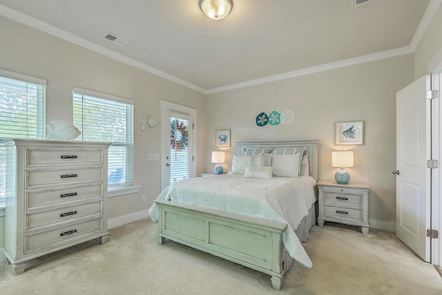 129 Howard Mary Dr Unit A, Charleston, SC 29412 - bedroom with light carpet, ornamental molding, and access to exterior