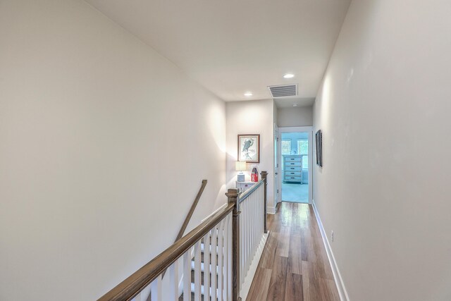 129 Howard Mary Dr Unit A, Charleston, SC 29412 - hall featuring an upstairs landing, wood finished floors, and recessed lighting