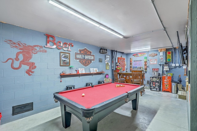 129 Howard Mary Dr Unit A, Charleston, SC 29412 - playroom with finished concrete floors, billiards, and concrete block wall