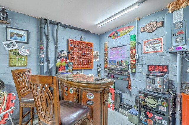 129 Howard Mary Dr Unit A, Charleston, SC 29412 - bar with concrete block wall and concrete flooring