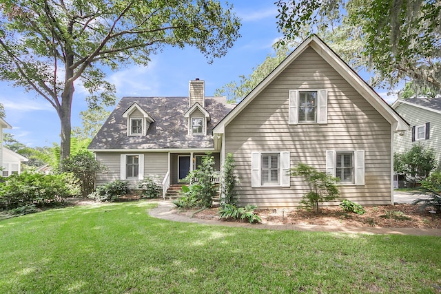 new england style home featuring a front lawn