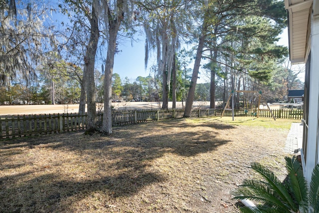 view of yard with a playground