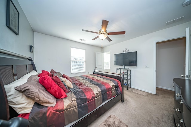 bedroom featuring carpet and ceiling fan