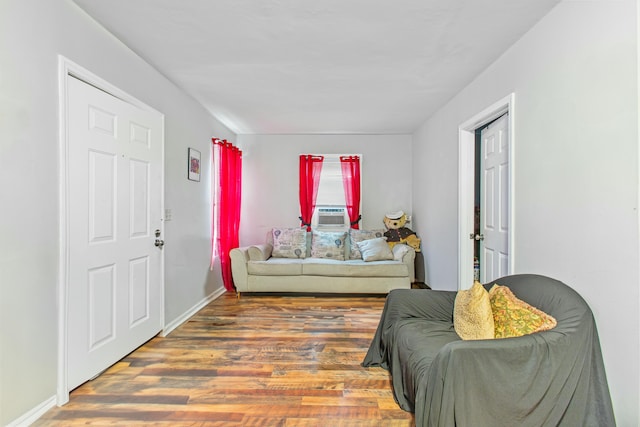 living room featuring dark hardwood / wood-style floors