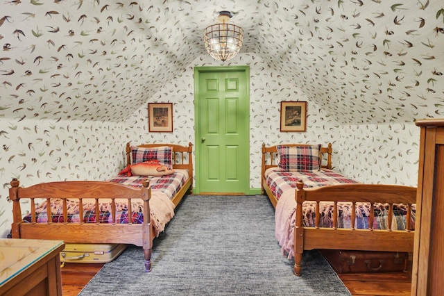 bedroom featuring a chandelier