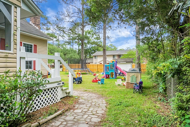 view of yard with a playground