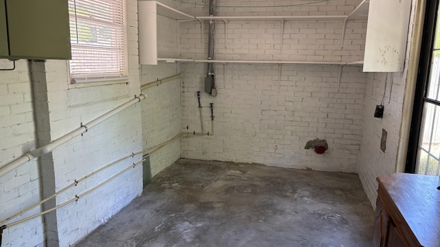 interior space with brick wall