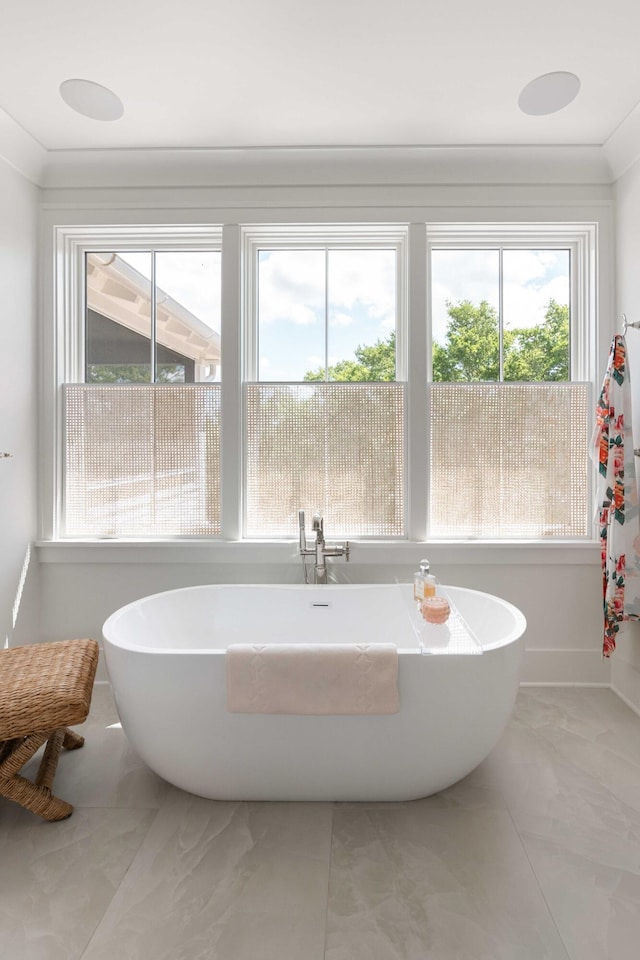 2538 Helmsman Rd, Johns Island, SC 29455 - full bathroom with baseboards, marble finish floor, and a freestanding bath