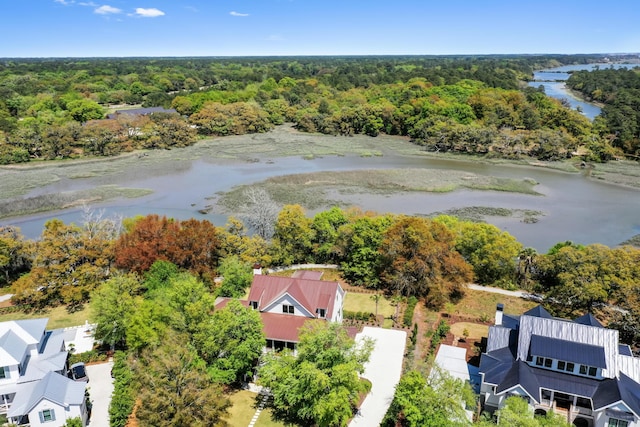 2538 Helmsman Rd, Johns Island, SC 29455 - aerial view featuring a wooded view and a water view