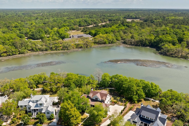2538 Helmsman Rd, Johns Island, SC 29455 - bird's eye view featuring a wooded view, a water view, and a residential view