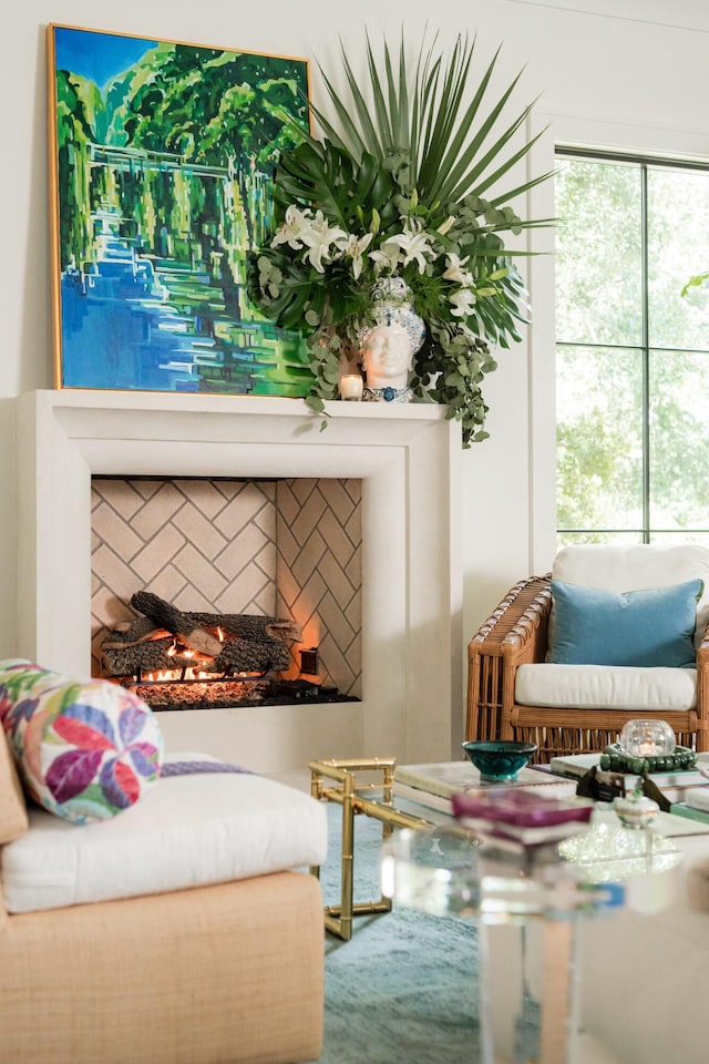 2538 Helmsman Rd, Johns Island, SC 29455 - sitting room with a lit fireplace