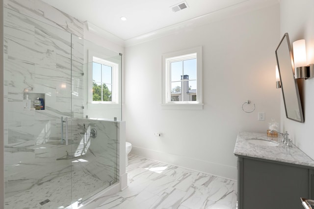 2538 Helmsman Rd, Johns Island, SC 29455 - full bath featuring baseboards, a wealth of natural light, visible vents, and a marble finish shower