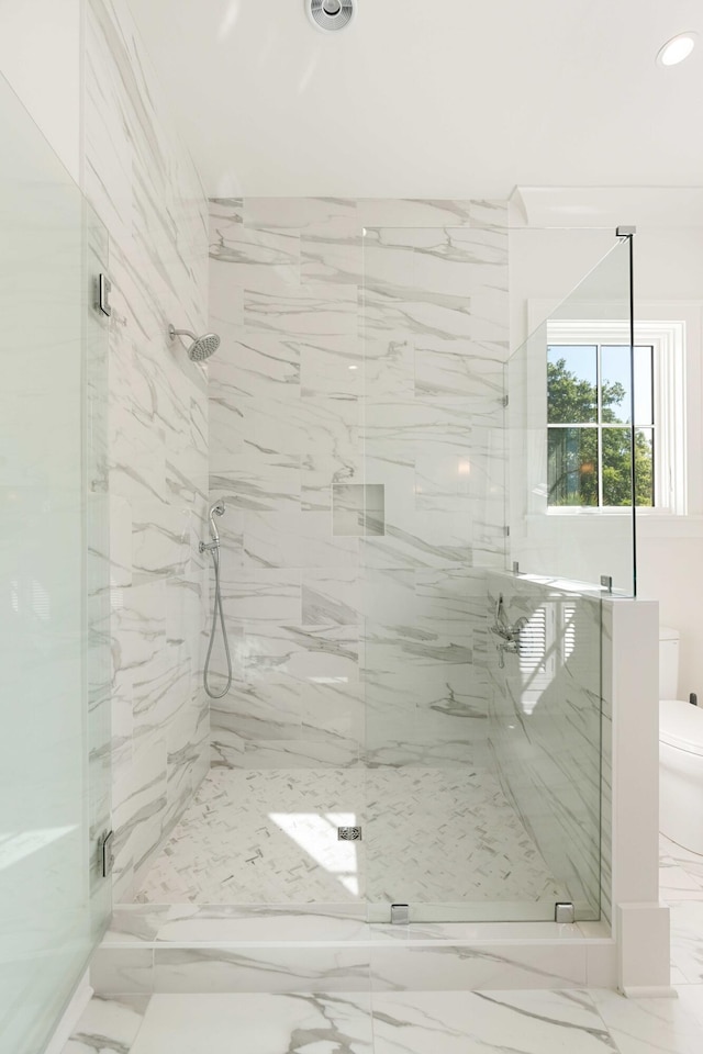 2538 Helmsman Rd, Johns Island, SC 29455 - full bath with toilet, a marble finish shower, marble finish floor, and recessed lighting